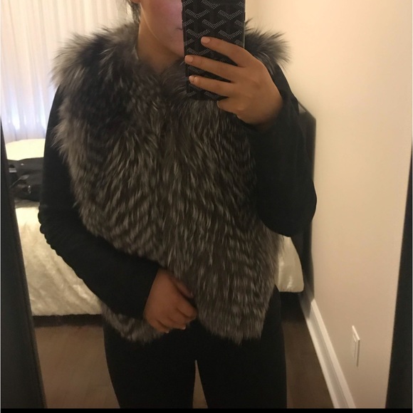 VINCE real fox fur jacket with leather sleeves - Picture 8 of 9